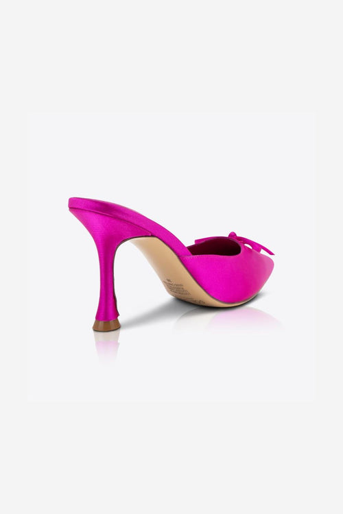 Antoinette Pink Satin Pointed Bow Mule Heel ACC Shoes - Heels Solsana   