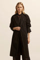 Agent Black Contrast Stitch Trench Coat