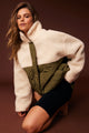 Brielle Cream Khaki Sherpa Quilted Jacket
