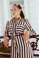 Cyprus Black Stripe LS Shirt Midi Dress