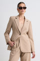 Enough Camel Textured Fitted Blazer