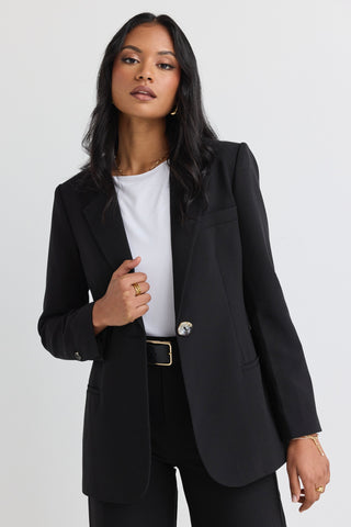 Enough Black Textured Fitted Blazer