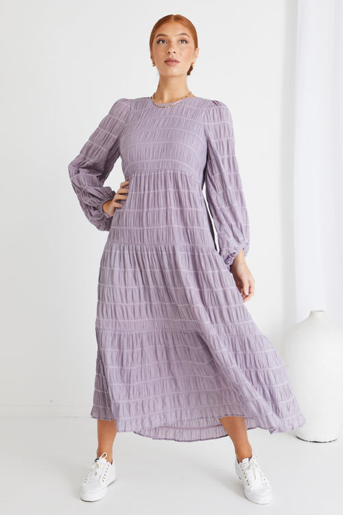 Purple Long Sleeve Maxi Dress