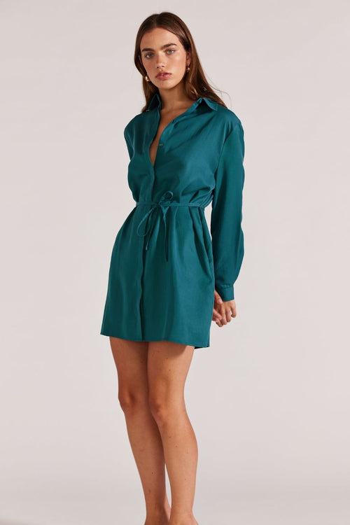 Leila Emerald LS Mini Dress WW Dress Staple The Label   