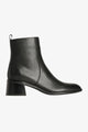 Wyona Black Ankle Mid Heel Leather Boot