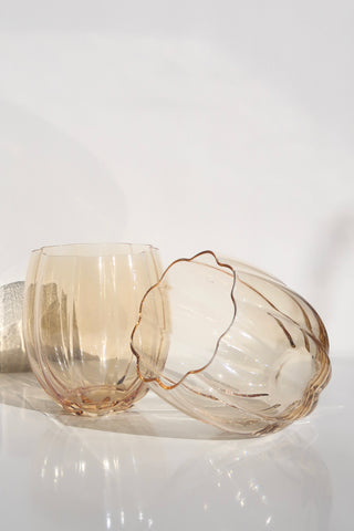 Petal Light Amber Set 4 Stemless Wine Glass