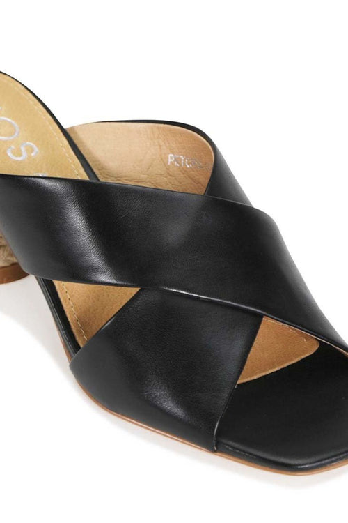 Petora Black Cross Leather Mule ACC Shoes - Heels EOS   