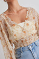 Nightfall Cream Floral Ls Sheer Cropped Top